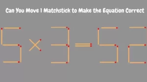 Brain Teaser:Can You Move 1 Matchstick To Make The Equation 5x3=52 Correct? Matchstick Puzzle