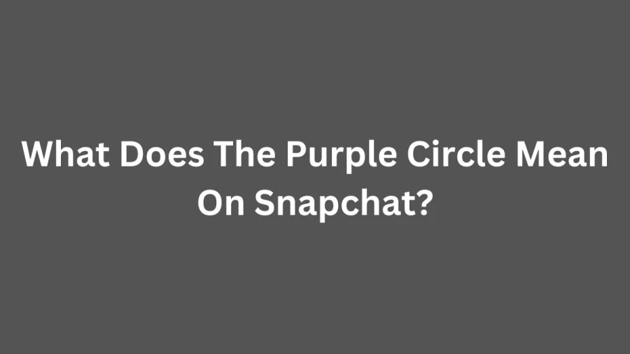 What Does The Purple Circle Mean On Snapchat? Why Is There A Purple Circle On Snapchat?