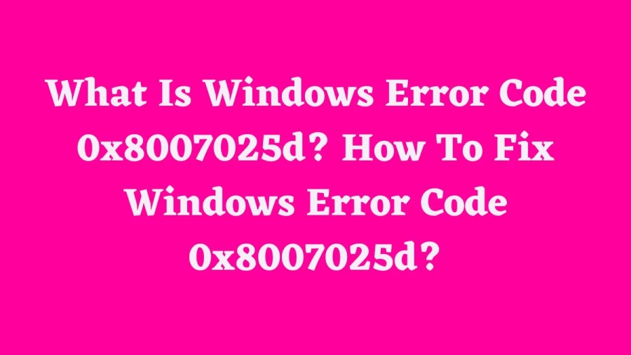 What Is Windows Error Code 0x8007025d? How To Fix Windows Error Code 0x8007025d?