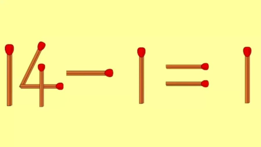 Brain Teaser: 14-1=1 Fix the Equation by Moving 1 Stick | Matchstick Puzzle