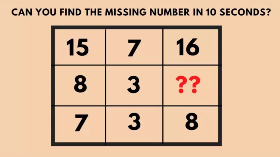 Brain Teaser: Can you find the missing number in less than 1 minute?