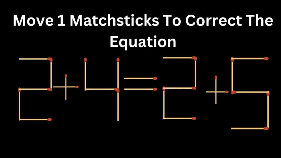 Brain Teaser Matchstick Puzzle: Move 1 Matchsticks To Correct The Equation 2+4=2+5