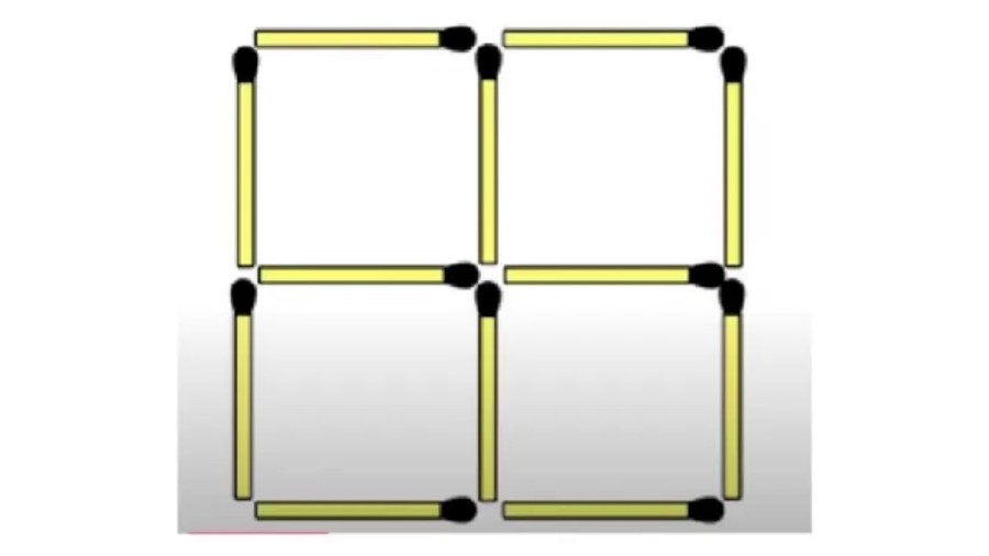 Brain Teaser: Move only 2 Matches to Make 7 Squares! Only the Genius solve this Matchstick Puzzles in 15 seconds!