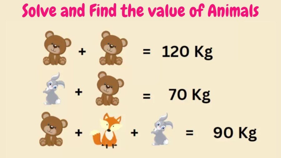 Brain Teaser: Solve and Find the value of Animals