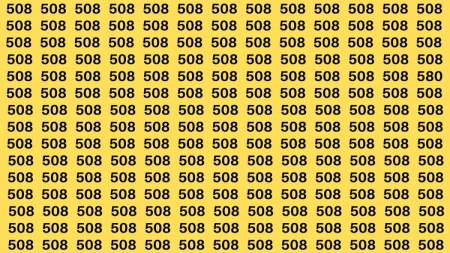 Observation Skills Test: Can you find the Number 580 among 508 in 10 seconds?