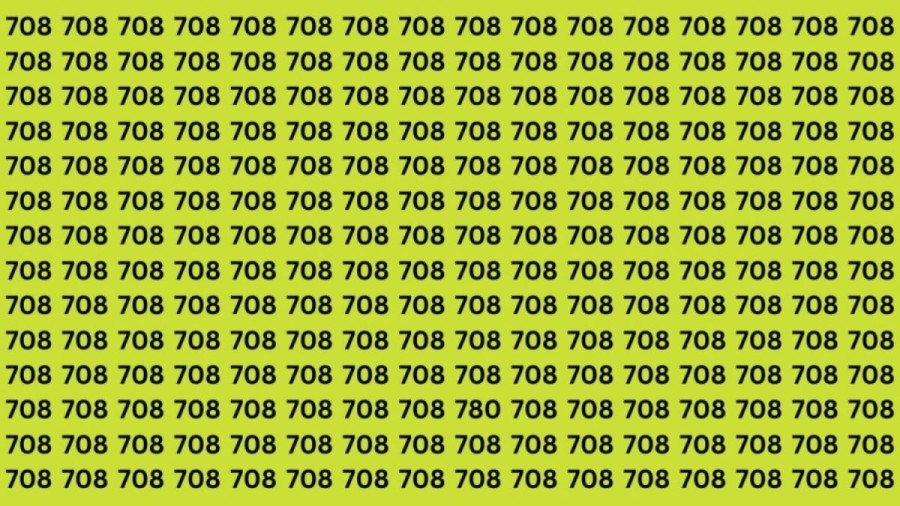 Optical Illusion: Can you find the Number 780 among 708 in 10 seconds?