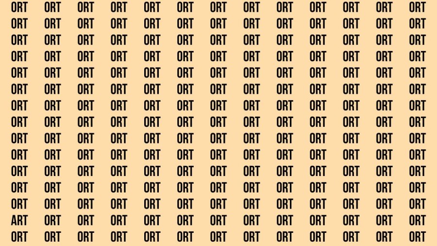 Brain Teaser: If you have Sharp Eyes Find the Word Art among Ort in 15 Secs