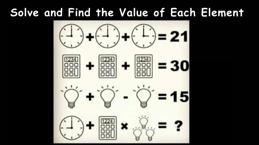 Brain Teaser IQ Test: Solve and Find the Value of Each Element