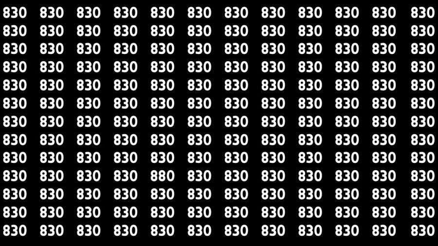 Brain Test: If you have Eagle Eyes Find the Number 880 among 830 in 15 Secs