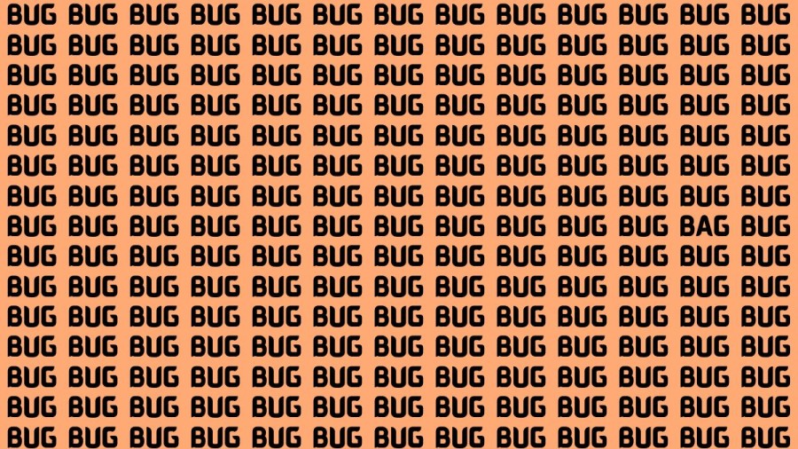 Brain Test: If you have Hawk Eyes Find the Word Bag among Bug in 15 Secs