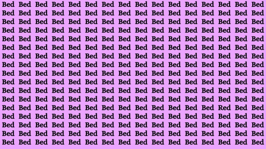 Observation Brain Test: If you have Hawk Eyes Find the Word Red among Bed In 15 Secs