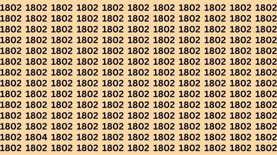 Observation Brain Test: If you have Keen Eyes Find the Number 1804 among 1802 in 15 Secs