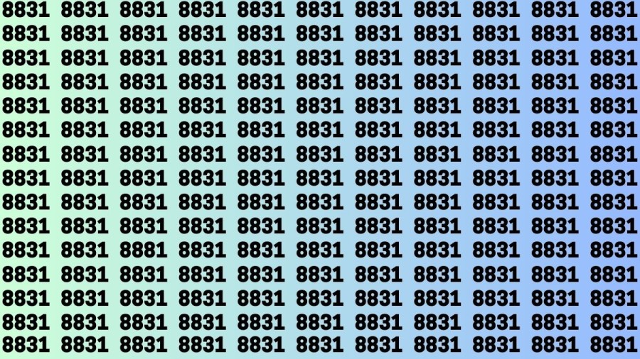 Observation Brain Test: If you have Sharp Eyes Find the number 8881 among 8831 in 20 Secs