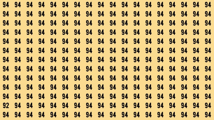 Observation Brain Test: If you have Sharp Eyes Find the Number 92 among 94 in 10 Secs