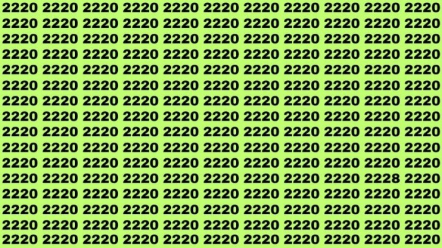 Observation Skill Test: If you have Keen Eyes find the Number 2228 among 2220 in 10 Secs