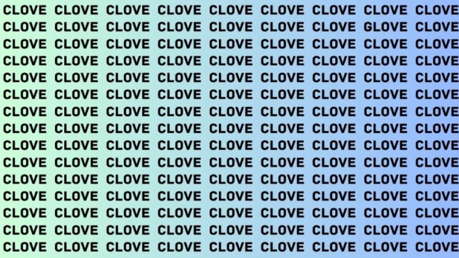 Observation Skills Test: If you have Eagle Eyes Find the Word Glove among Clove In 18 Secs