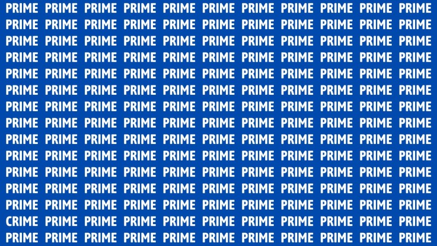 Observation Skills Test : If you have Sharp Eyes Find the word Crime among Prime in 20 Secs