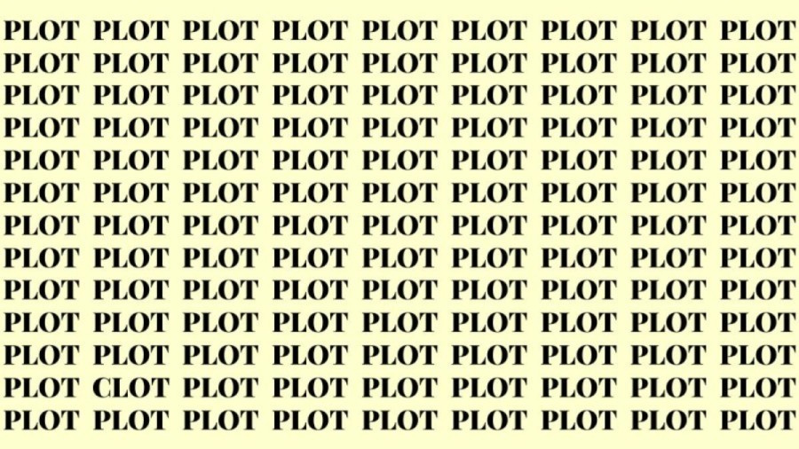 Optical Illusion: If you have Hawk Eyes find the Word Clot among Plot in 20 Secs