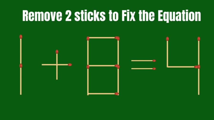 Remove 2 Sticks and fix the Equation 1+8=4 in 30 Seconds| Matchstick puzzle