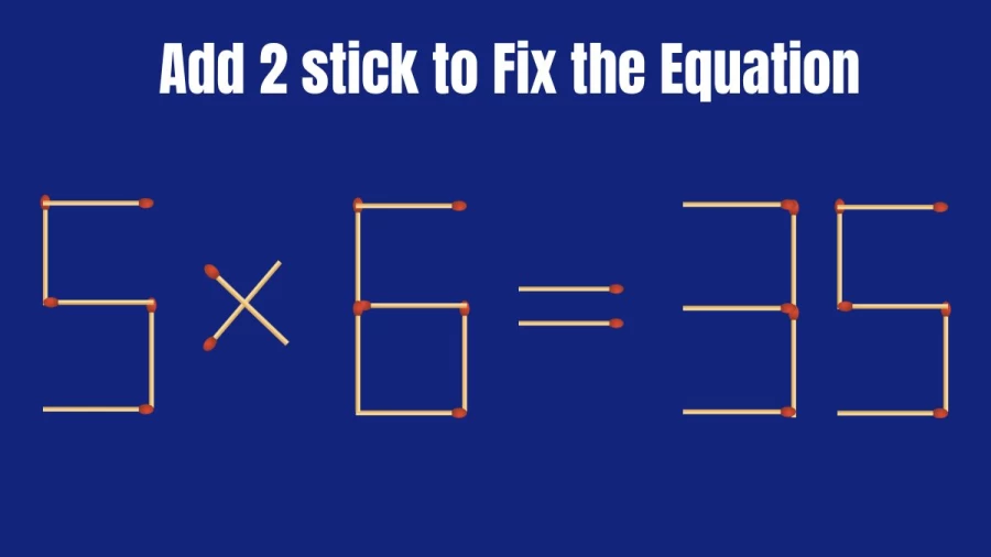 Brain Teaser: Add 2 Matchsticks and Fix this Equation 5x6=35 | Tricky Matchstick Puzzle