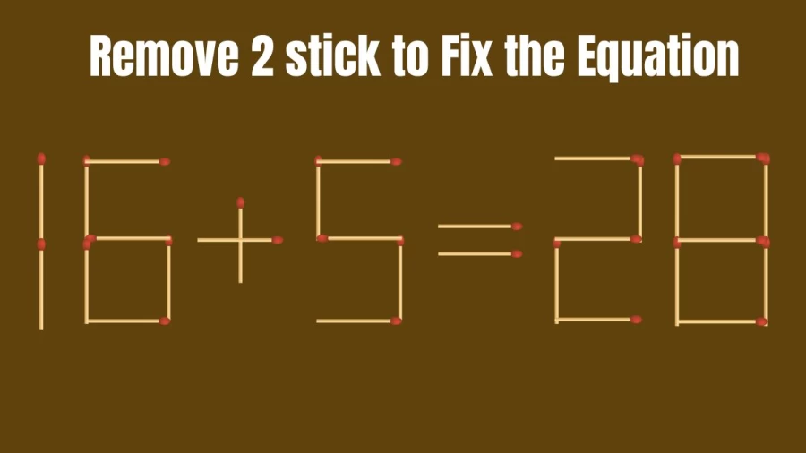 Brain Teaser Matchstick Puzzle: Remove 2 Matchsticks to make the Equation Right