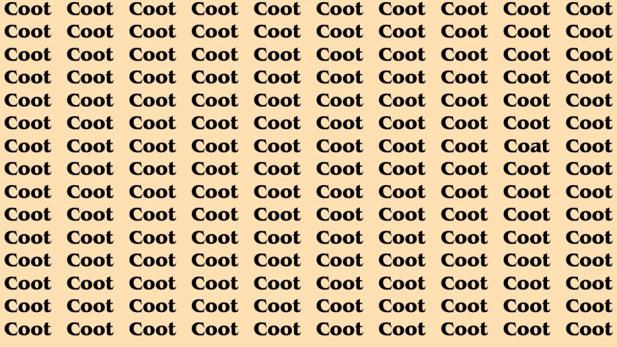 Brain Test: If you have Hawk Eyes Find the Word Coat among Coot in 15 Secs