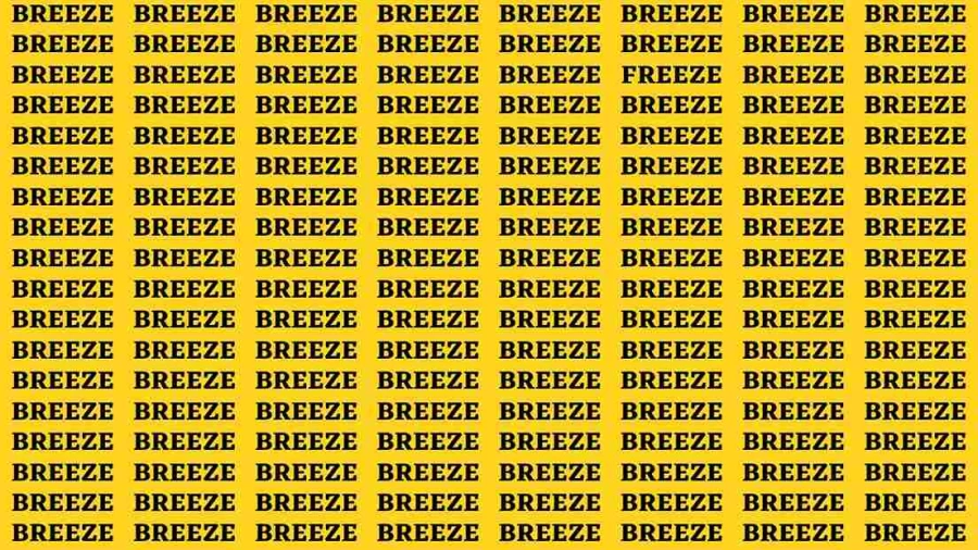 Brain Test: If you have Sharp Eyes Find the Word Freeze among Breeze in 20 Secs