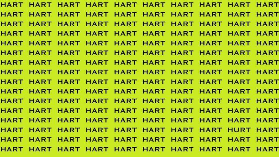 Brain Test: If you have Sharp Eyes Find the Word Hurt among Hart in 20 Secs