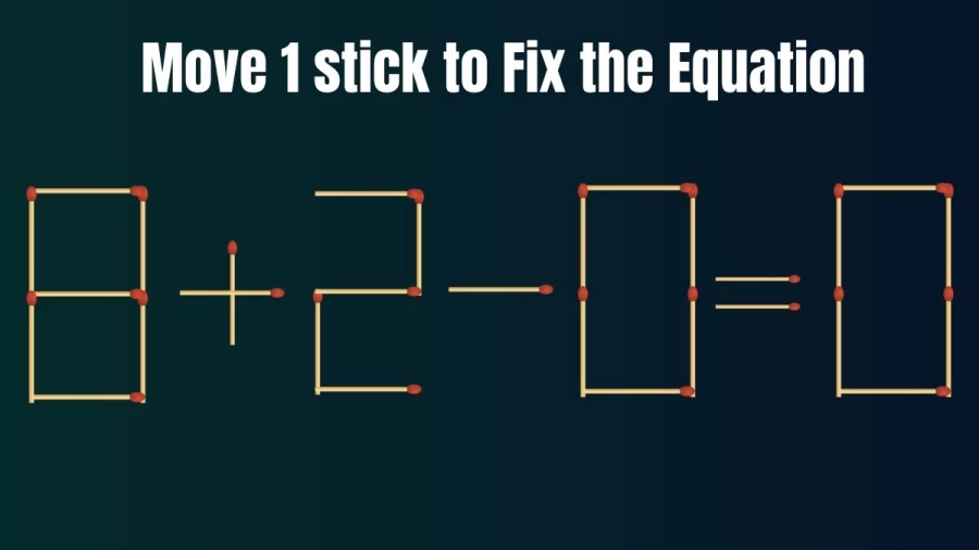 Matchstick Brain Teaser: 8+2-0=0 Move 1 Matchstick to fix the equation | Mind Blowing Matchstick Puzzle