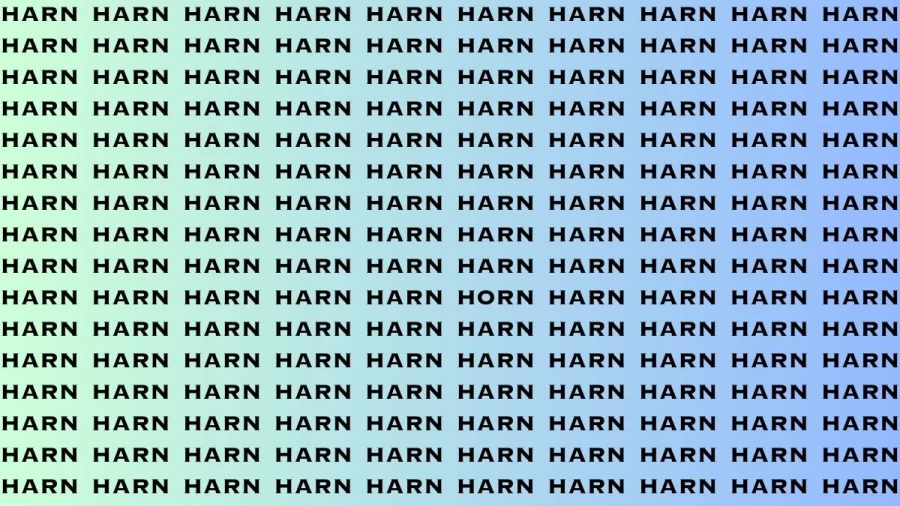 Observation Brain Test: If you have Eagle Eyes Find the Word Horn among Harn in 15 Secs