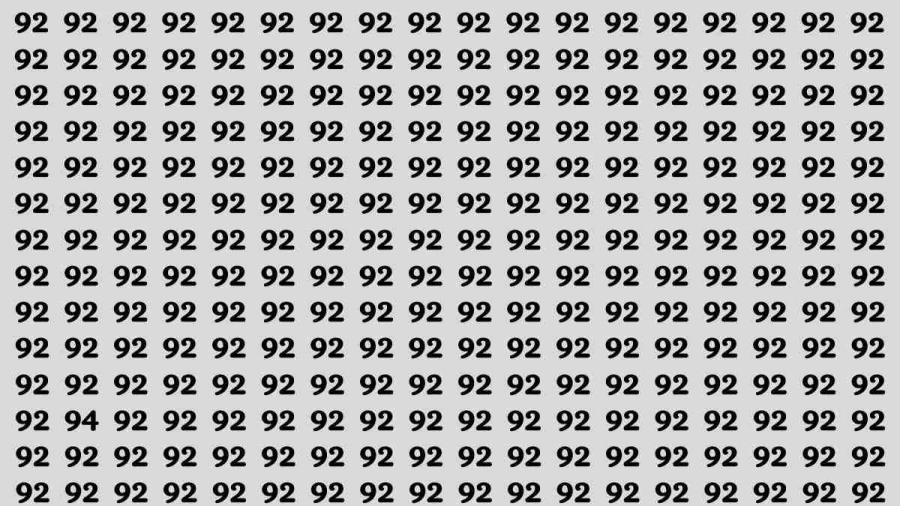 Observation Brain Test: If you have Keen Eyes Find the Number 94 among 92 in 15 Secs