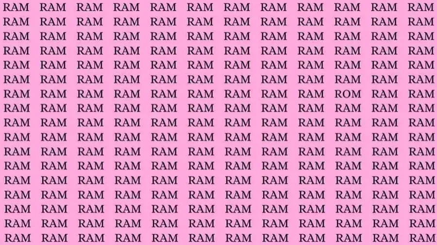 Optical Illusion Brain Test: If you have Eagle Eyes find the Word Rom among Ram in 12 Secs