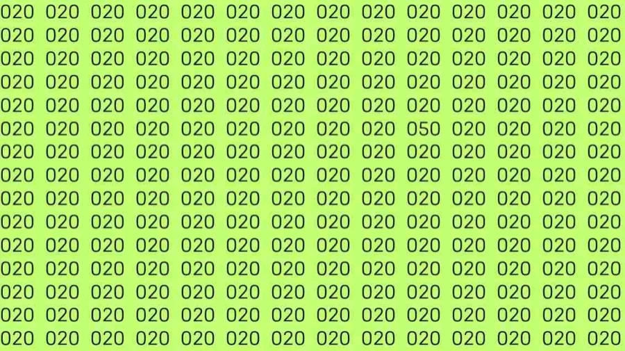 Optical Illusion Brain Test: If you have hawk eyes find 050 among 020 in 7 Seconds?