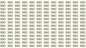 Optical Illusion: If you have Sharp Eyes Find the number 940 among 990 in 7 Seconds?