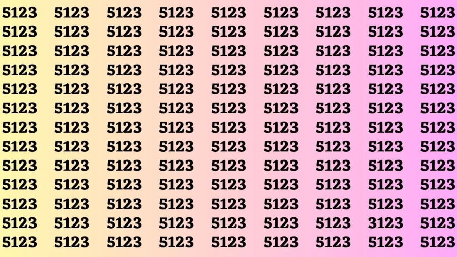 Observation Brain Test: If you have 50/50 vision Find the number 3123 among 5123 in 12 Secs