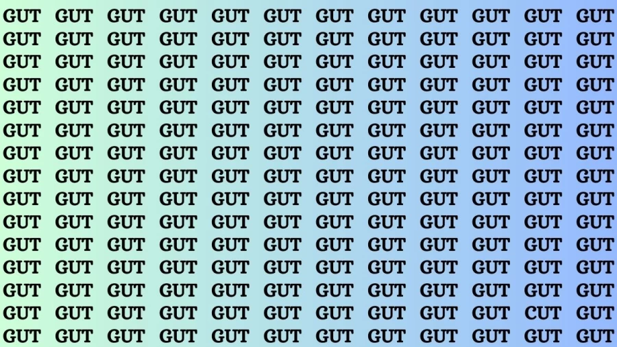 Brain Teaser: If you have Eagle Eyes Find the Word Cut among Gut in 12 Secs