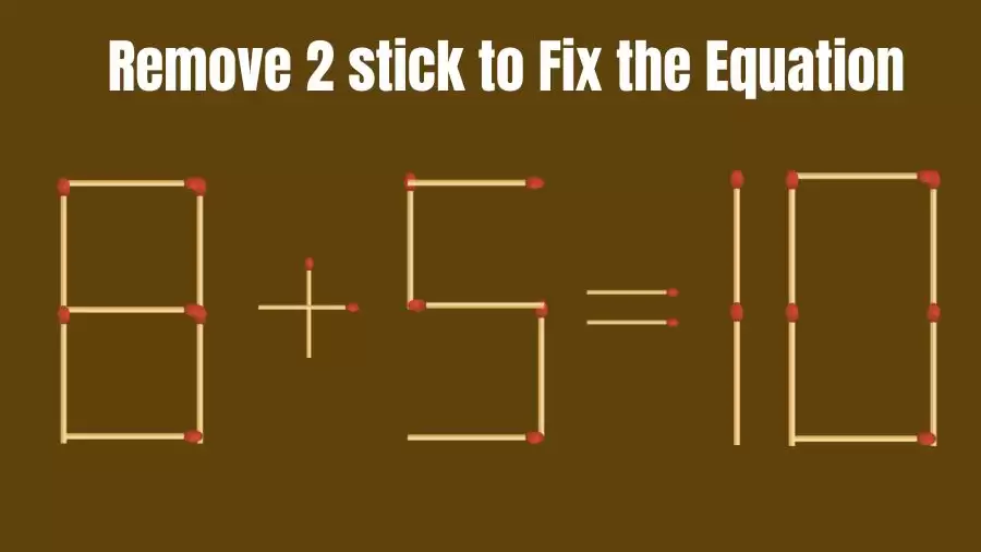 Brain Teaser Matchstick Puzzle: Remove 2 Matchsticks to Fix the Equation