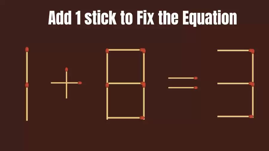 Brain Teaser Math Puzzle: Add 1 Matchstick To Fix The Equation