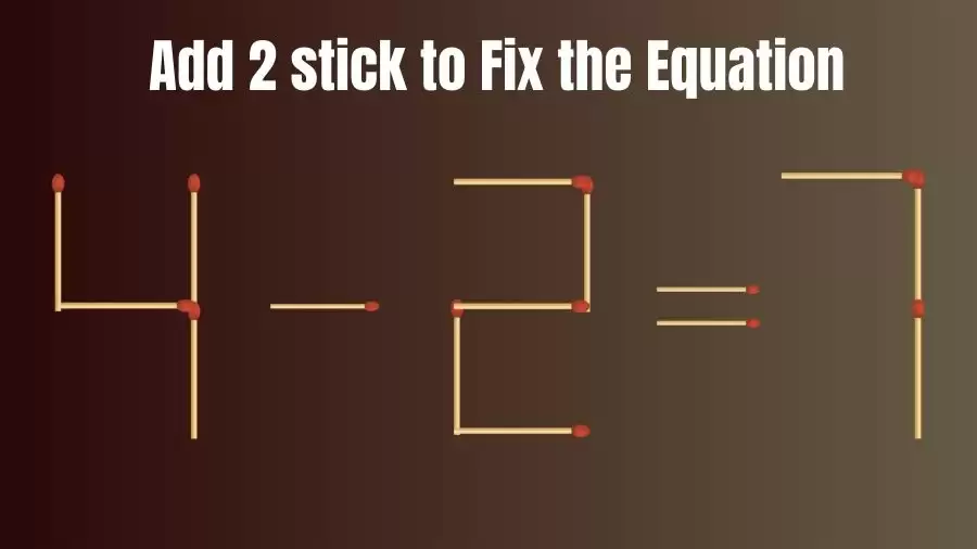 Brain Teaser Math Puzzle: Add 2 Matchsticks To Fix The Equation