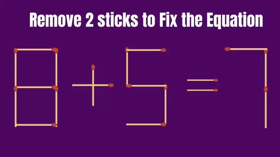 Brain Teaser Math Puzzle: Remove 2 Matchsticks to Fix the Equation