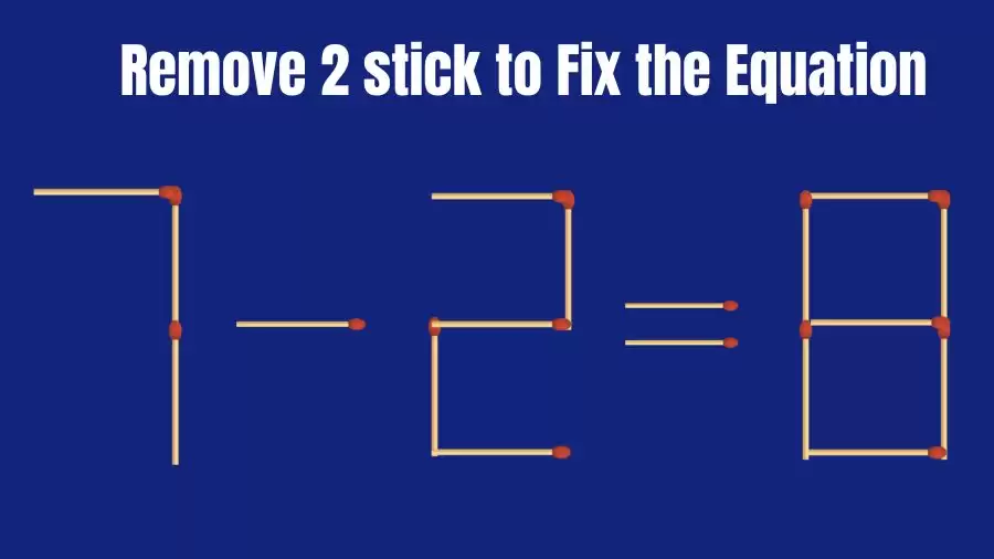 Brain Teaser Math Puzzle: Remove 2 Matchsticks To Fix The Equation