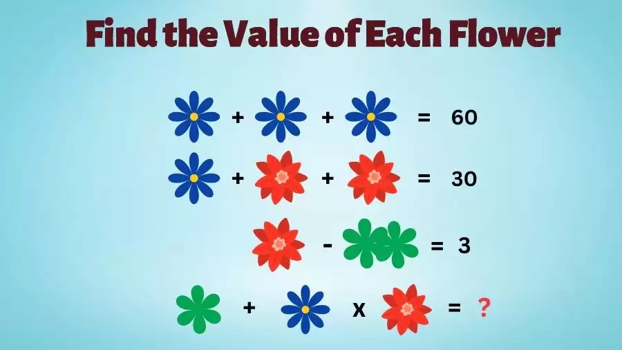 Brain Teaser Maths Quiz: Solve and Find the Value of Each Flower