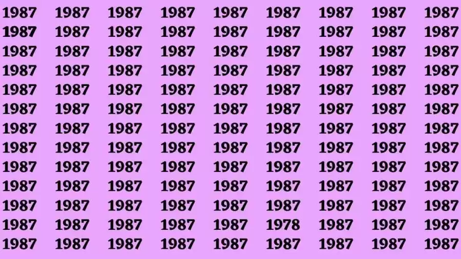 Brain Test: If you have Eagle Eyes Find the Number 1978 among 1987 in 15 Secs