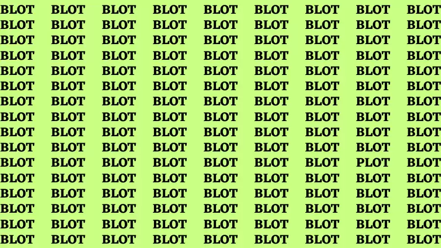 Brain Test: If you have Hawk Eyes Find the word Plot among Blot In 15 Secs