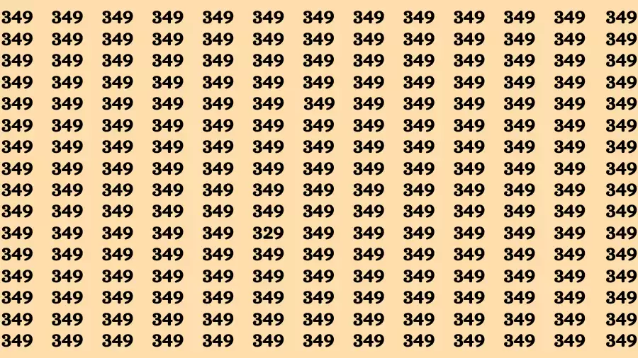 Observation Brain Test: If you have 50/50 Vision Find the Number 329 among 349 in 15 Secs