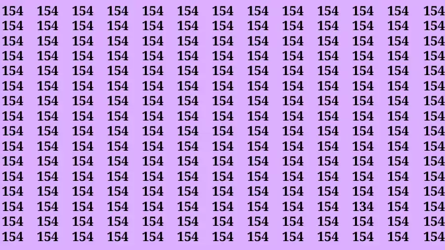 Observation Brain Test: If you have Eagle Eyes Find the number 134 among 154 in 12 Secs