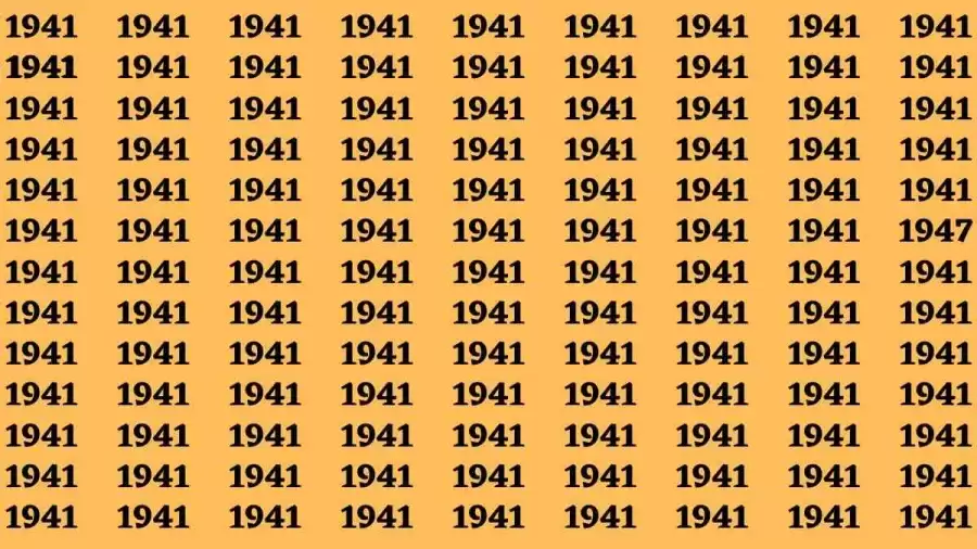 Observation Brain Test: If you have Eagle Eyes Find the number 1947 in 12 Secs