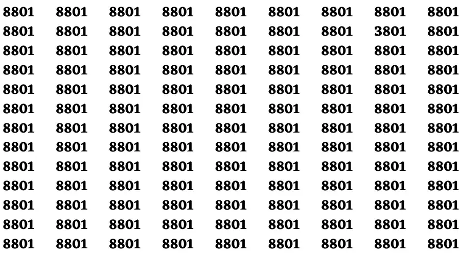 Observation Brain Test: If you have Eagle Eyes Find the number 3801 in 10 Secs