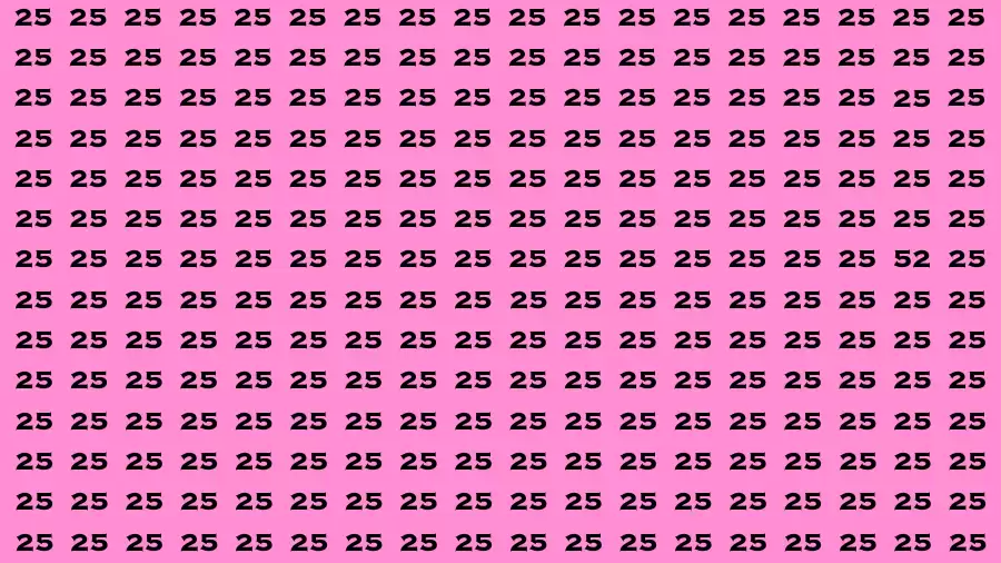 Observation Brain Test: If you have Eagle Eyes Find the number 52 among 25 in 12 Secs