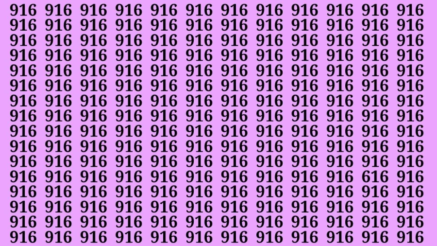 Observation Brain Test: If you have Eagle Eyes Find the number 616 among 916 in 10 Secs